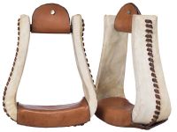 Western Roper Stirrups - Rawhide Covered - Leather Laced