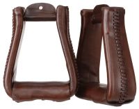 Western Roper Stirrups - Leather Covered and Leather Laced
