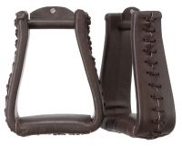 Oversized Western Stirrups - Leather Covered and Laced