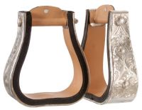 Western Fancy Silver Show Stirrups - Engraved Silver Bell