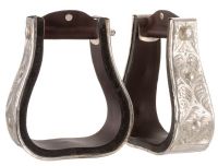 Western Fancy Silver Show Stirrups - Engraved Silver Bell
