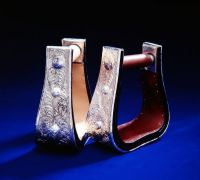 Western Youth Silver Show Stirrups - Engraved Silver Bell