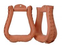 Western Stirrups - Leather Covered & Laced - Bell Bottom