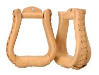 Western Stirrups - Leather Covered & Laced - Bell Bottom