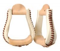 Western Stirrups - Rawhide Covered - Leather Laced - Bells