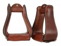 Western Wide Leather Covered Stirrups