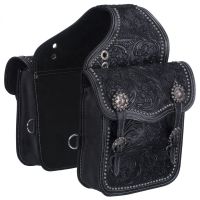 Leather Floral and Oak Tooled Western Saddle Bags