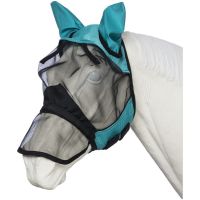 Tough 1 Deluxe Comfort Turquoise Mesh Fly Mask with Mesh Nose