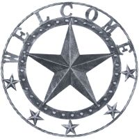 18" Rustic Western Silver Antiqued Decorative Welcome Metal Star