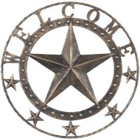 18" Rustic Western Bronzed Antiqued Decorative Welcome Metal Star
