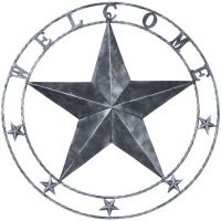 24" Rustic Western  Silver Antiqued Decorative Welcome Metal Star