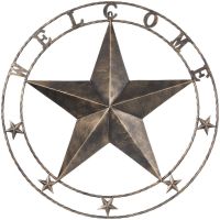 24" Rustic Western Antiqued Bronze Decorative Welcome Metal Star
