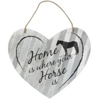 "Home Is Where The Horse Is" 20" Corrugated Metal Signs - Heart