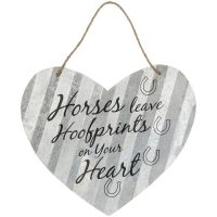 "Horses Leave Hoofprints On Your Heart" 20"Corrugated Metal Signs - Heart
