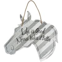 "Life Is Good, A Horse Makes It Better" 20" Corrugated Metal Signs - Horse