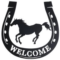 Welcome Sign - Running Horse in Horseshoe