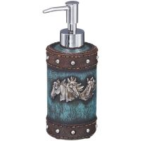 Western Rustic Horse Head and Blue Leather Soap Pump