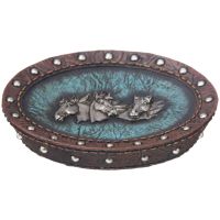 Western Rustic Horse Head and Blue Leather Soap Holder