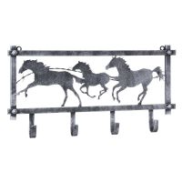 Horses and Barbwire Wall Rack in Hammered Antiqued Silver Finish