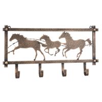 Horses and Barbwire Wall Rack in Antiqued Bronze Hammered Finish