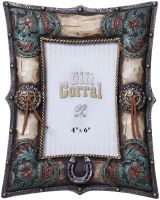 Western Picture Frame - 4" x 6" - Turquoise, Conchos & Flowers