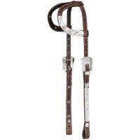 Silver Royal Double Ear Headstall with Diamond Tooling